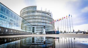 European parliament, Strasburg, field trip with the Univ. Spring , 1985. 2